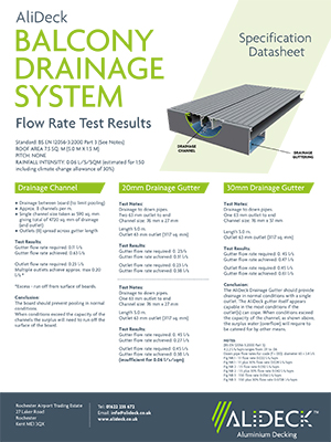 AliDeck Drainage Flow Rate Test Results 