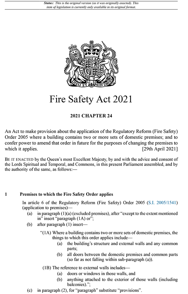 Fire Safety Act 2021